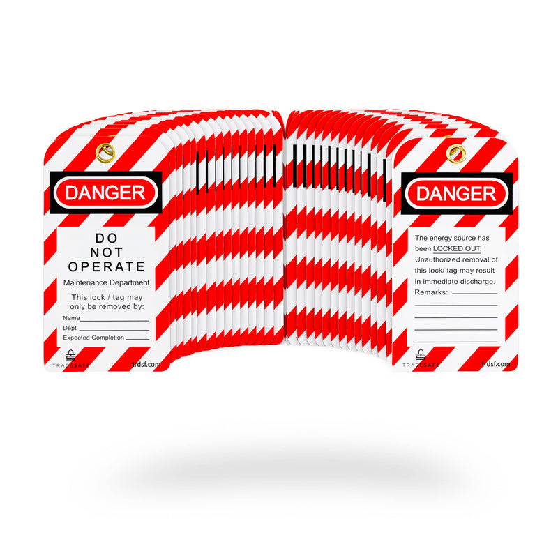[Australia - AusPower] - TRADESAFE Lockout Tagout Tags - 30 Pack - Premium 15 mil Vinyl Plastic w/Zip Ties | Danger Do Not Operate Tags - Compliance Safety Tags for Lockout Tag Out, Out of Service, Electrical Equipment Repair 