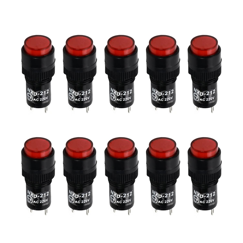 [Australia - AusPower] - Othmro 220V Energy Saving LED Indicator Light Mounting Hole Size 12mm(15/32lnch) Red Signal Lights 10pcs 