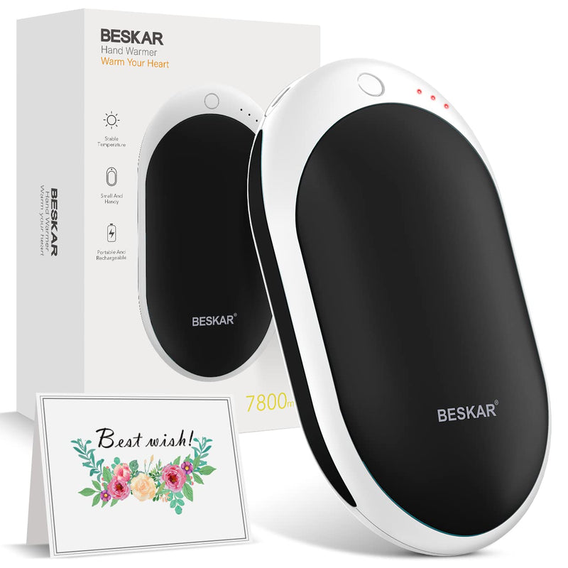 [Australia - AusPower] - BESKAR Rechargeable Hand Warmer, 7800mAh Electric Handwarmers with 12Hrs Long Lasting Heating, Quick Charge and 3 Levels, Portable Pocket Hand Warmer & Power Bank for Outdoors, Camping, Golf, Raynauds 