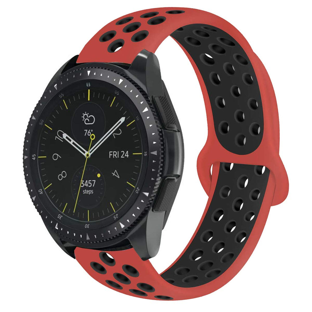 [Australia - AusPower] - Compatible with Samsung Galaxy Watch Active 40mm/Galaxy Watch 42mm Bands Sets, 20mm Breathable Silicone Strap Sports Replacement Wristband for Galaxy Watch Active 40mm (Red-Black) Red-Black 