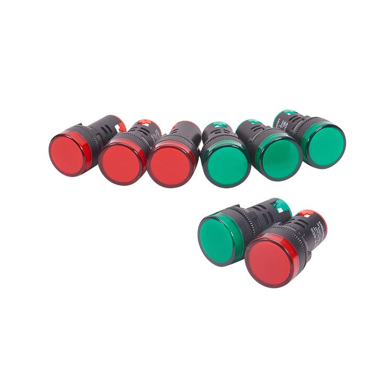 [Australia - AusPower] - Othmro 220V LED Signal Indicator Dash Light, 22mm/0.91inch Hole Diameter 8pcs AD16-22DS Plastic Shell Red Panel Mount Signal Pilot Dash Directional Lights Red,green 22mm/0.87 inch 