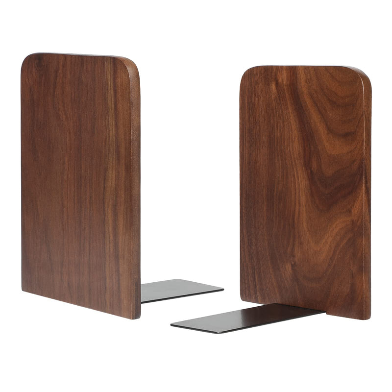 [Australia - AusPower] - MaxGear Book Ends Universal Premium Bookends for Shelves, Non-Skid Bookend, Heavy Duty Wood Book End, Book Stopper for Books/Movies/CDs/Video Games, 5.2 x 3.2 x 4.2 inches, Walnut (1 Pair/2 Pieces) 5.2 x 3.2 x 4.2 inches-1 Pair 