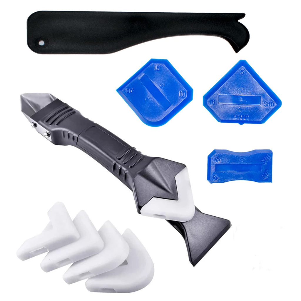 [Australia - AusPower] - YOBZUO 3 in 1 Silicone Caulking Tools（stainless steelhead）, Sealant Finishing Tool Grout Scraper, Reuse and Replace 5 Silicone Pads, Great Tools for Kitchen Bathroom Window, Sink Joint 