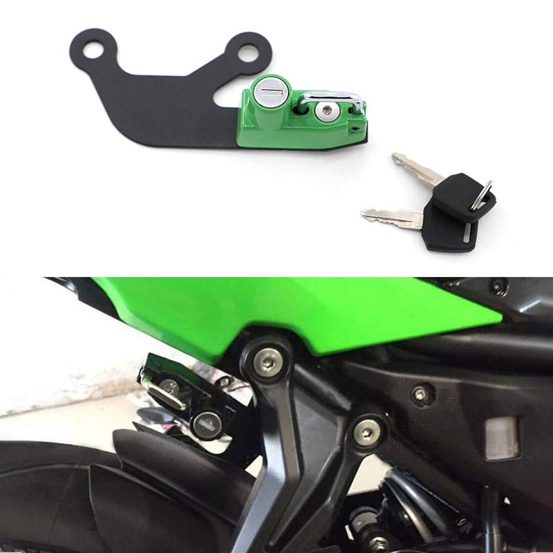 [Australia - AusPower] - GUAIMI Motorcycle Helmet Lock Anti-theft Helmets Security Lock Left Side for Kawasaki Z 650 Ninja 650 2017-2020-Green Standard Lock Green 