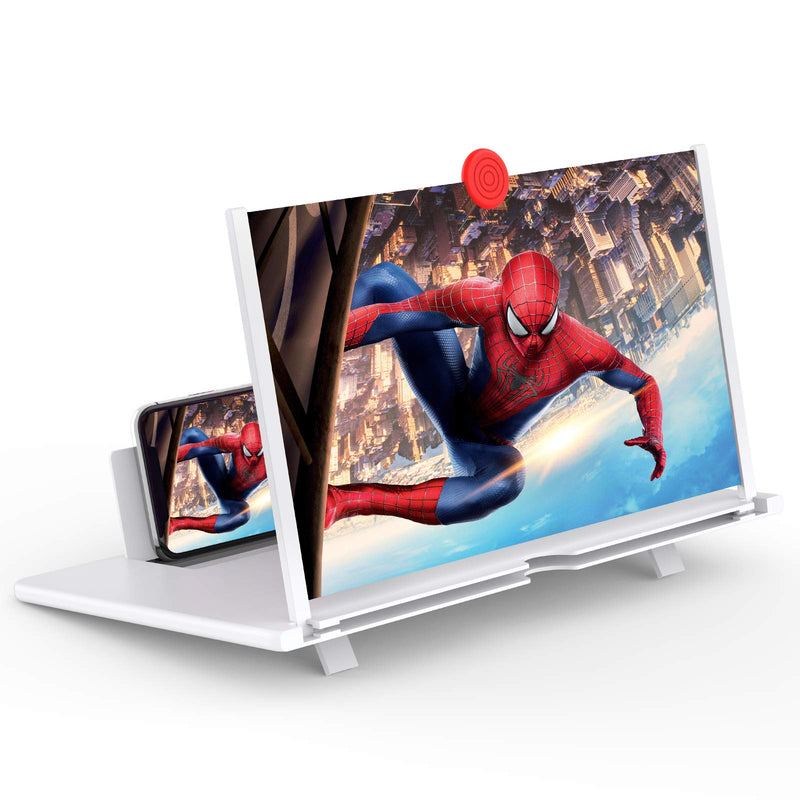 [Australia - AusPower] - 12" Screen Magnifier –3D HD Mobile Phone Magnifier Projector Screen for Movies, Videos, and Gaming–Foldable Phone Stand with Screen Amplifier–Supports All Smartphones(White) White-12Inch 