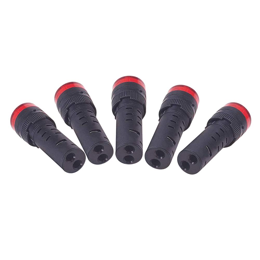 [Australia - AusPower] - Othmro Red 220V LED Indicator Signal Lamp, Plastic Panel Mount Led Light Length 48.5mm AD16-16SM 16mm 5PCS Red 220V 5PCS 