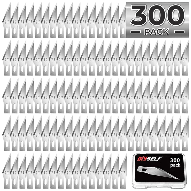 [Australia - AusPower] - DIYSELF 300 PCS Craft Knife Blades, High Carbon Steel #11 Refill Hobby Art Blades Cutting Tool with Storage Case for Craft, Hobby, Scrapbooking, Stencil 