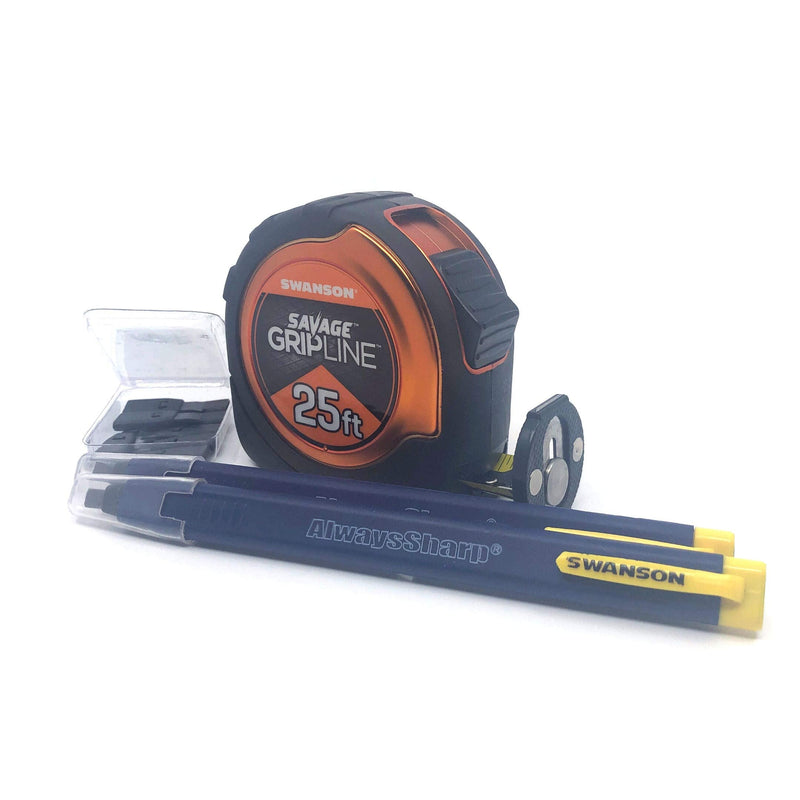 [Australia - AusPower] - Swanson Tool Co Value Pack featuring a 25 Ft Gripline Tape Measure and a Mechanical Pencil with Replacement Tips (SVGL25M1/CP216) 