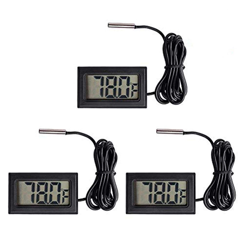 [Australia - AusPower] - Organizer 3pcs Black Digital LCD Thermometer Temperature Monitor with External Probe for Fridge Freezer Refrigerator Aquarium (Fahrenheit) 