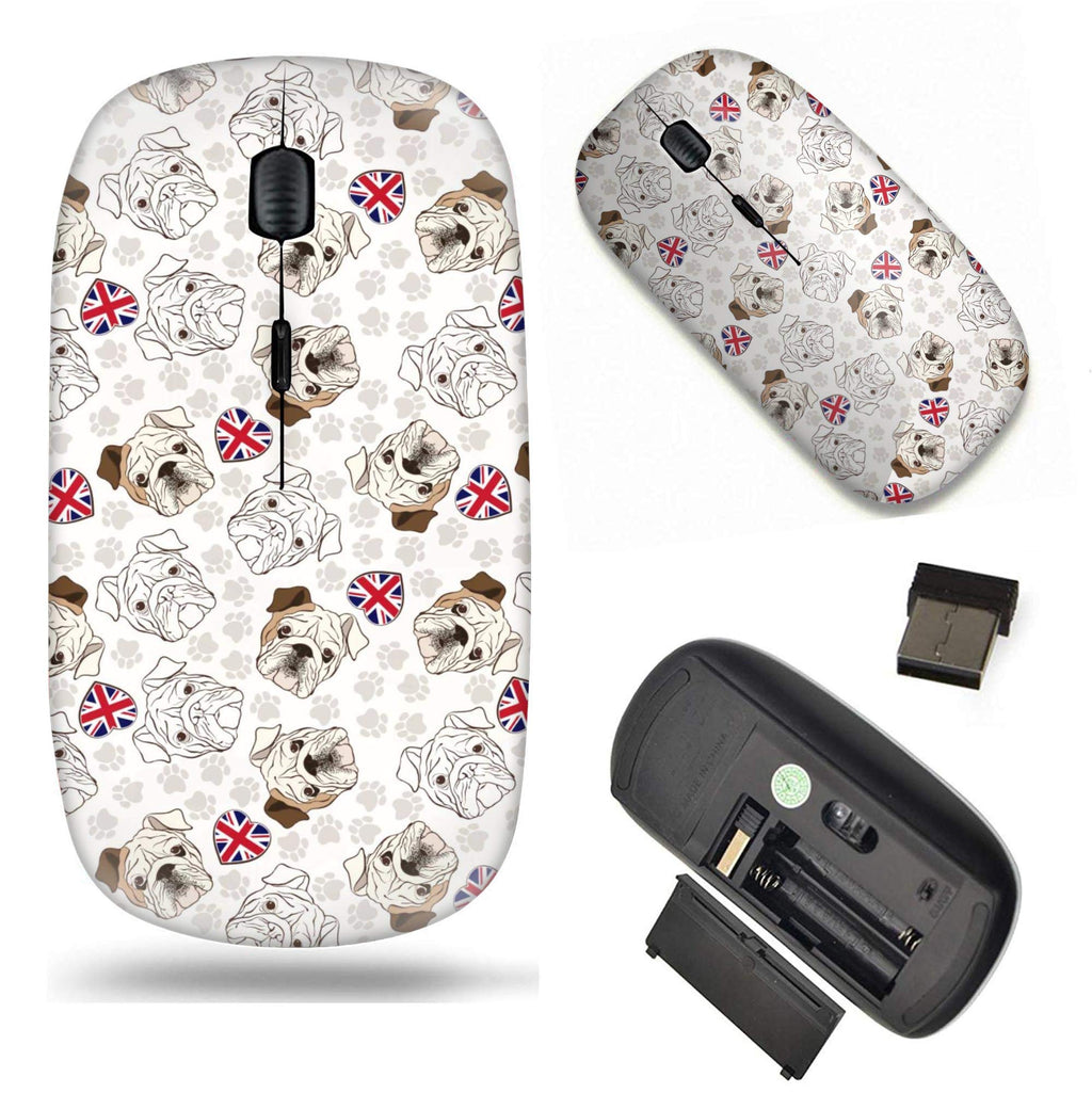 [Australia - AusPower] - Unique Pattern Optical Mice Mobile Wireless Mouse 2.4G Portable for Notebook, PC, Laptop, Computer - English Bulldog, Traces and Heart Flag 