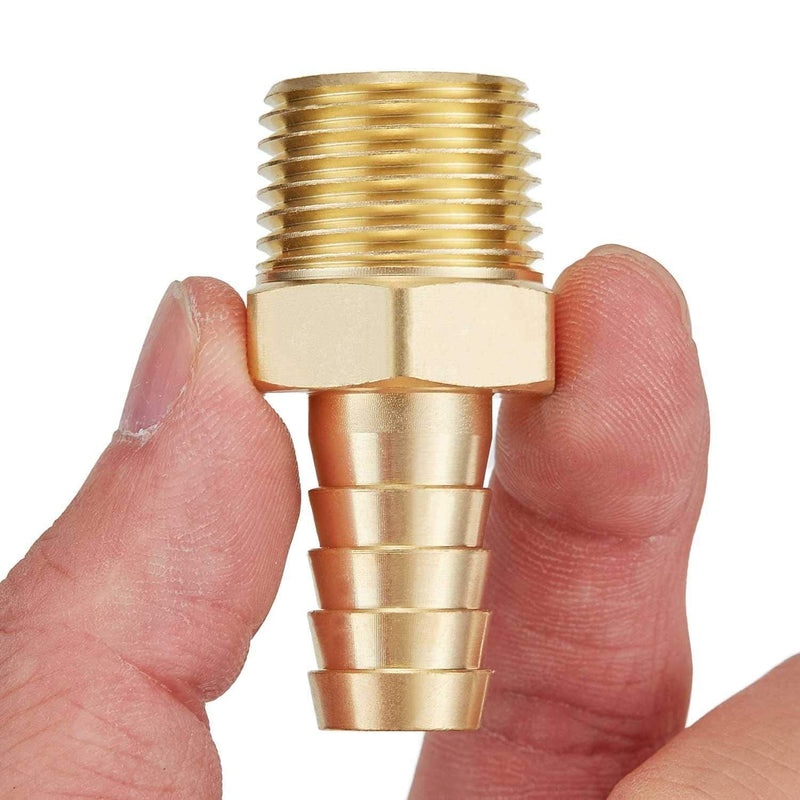 [Australia - AusPower] - Litorange 4 PCS Solid Brass Pipe Fitting and Air Hose End Fitings 1/2" Barb x 1/2" NPT Male Thread Pipe Adapter 
