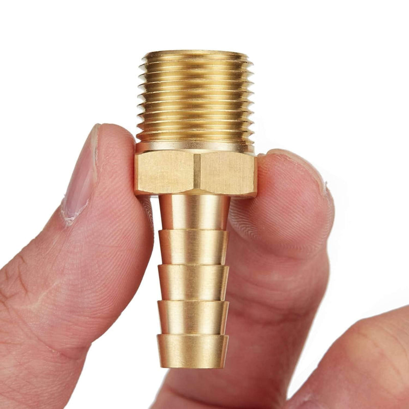 [Australia - AusPower] - Litorange 5 PCS Solid Brass Pipe Fitting and Air Hose End Fitings 3/8" Barb x 3/8" NPT Male Thread Pipe Adapter 