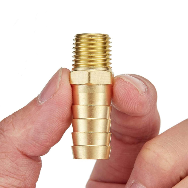 [Australia - AusPower] - Litorange 4 PCS Solid Brass Pipe Fitting and Air Hose End Fitings 1/2" Barb x 1/4" NPT Male Thread Pipe Adapter 