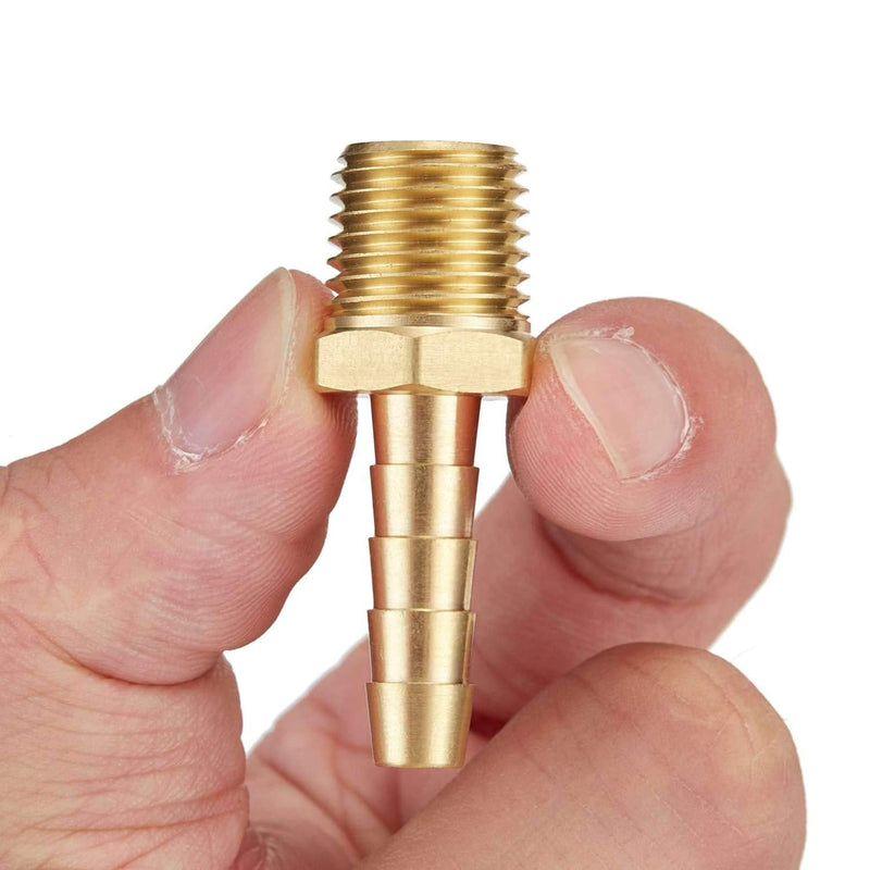 [Australia - AusPower] - Litorange 6 PCS Solid Brass Pipe Fitting and Air Hose End Fitings 1/4" Barb x 1/4" NPT Male Thread Pipe Adapter 