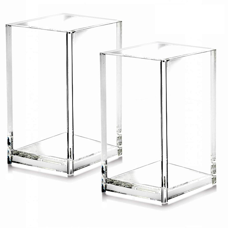 [Australia - AusPower] - 2 Pack Clear Acrylic Pencil Pen Holder Cup,Desk Accessories Holder,Makeup Brush Storage Organizer,Modern Design Desktop Stationery Organizer for Office School Home Supplies,2.6x 2.6x 4 inches 