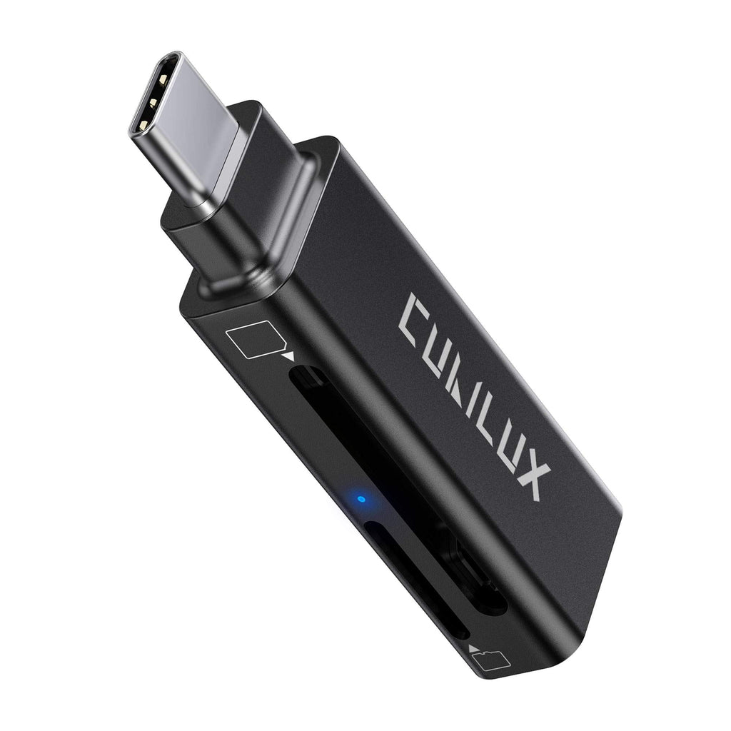 [Australia - AusPower] - Cubilux USB Type C SD/TF Card Reader with LED Indicator, Thunderbolt 4/3 Memory Card Adapter Compatible with MacBook iPad Pro/Air 4/Mini 6 Samsung S22/S21/S20 Note 20/10 Tab S8/S7/S6 Pixel 6 Pro 5 4 3 Black 