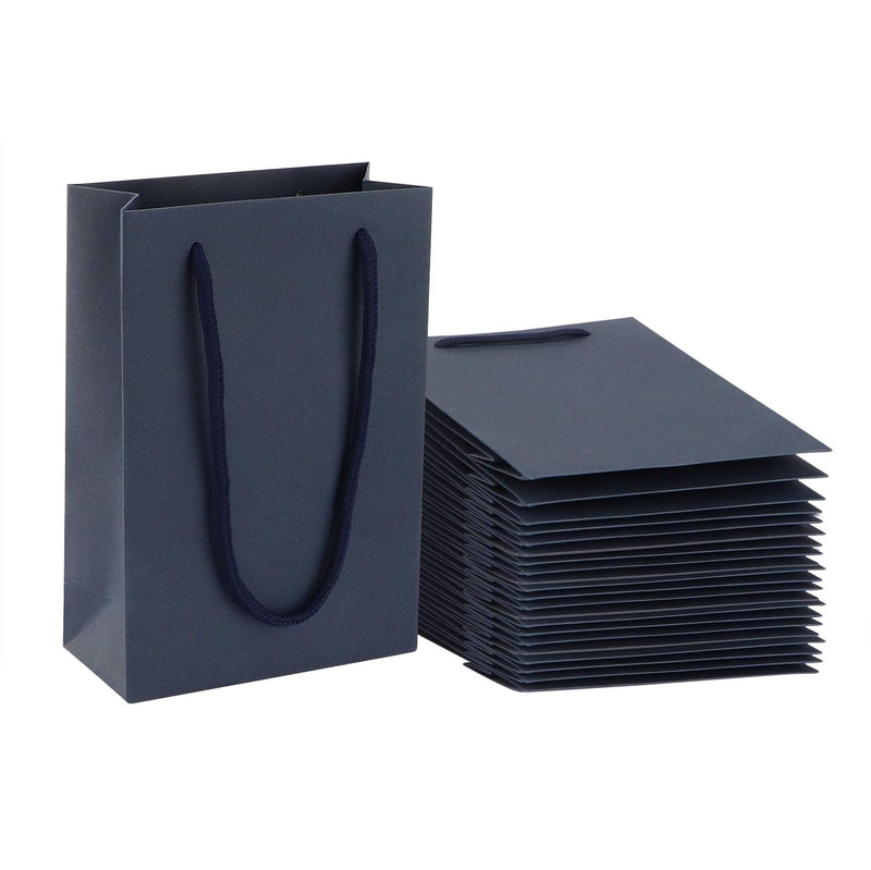 [Australia - AusPower] - Sdootjewelry Navy Blue Gift Bags, 5.1 x 2.4 x 7.5" Kraft Paper Gift Bags with Handle, 50 Pack Heavy Duty Matte Tote Paper Bags Shopping Bags Small Bags Retail Bags Party Bags for Gift Favor Small Business 