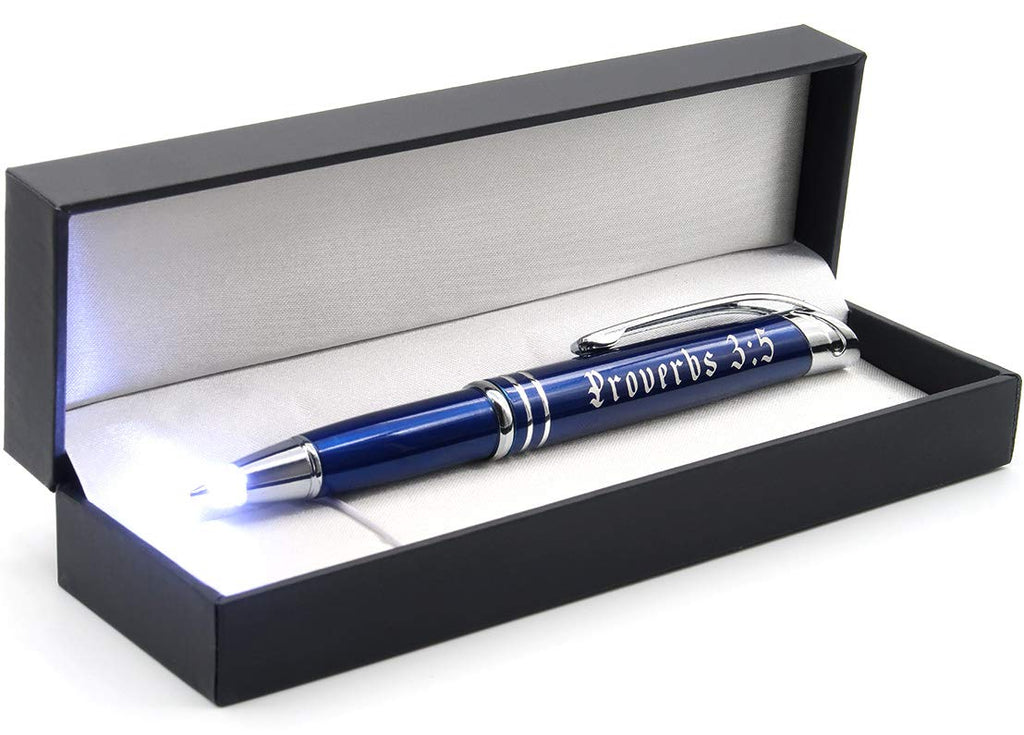 [Australia - AusPower] - Proverbs 3:5 Engraved Inspirational Stylus Gift Pen with LED Lighted Writing Tip and Presentation Gift Box 