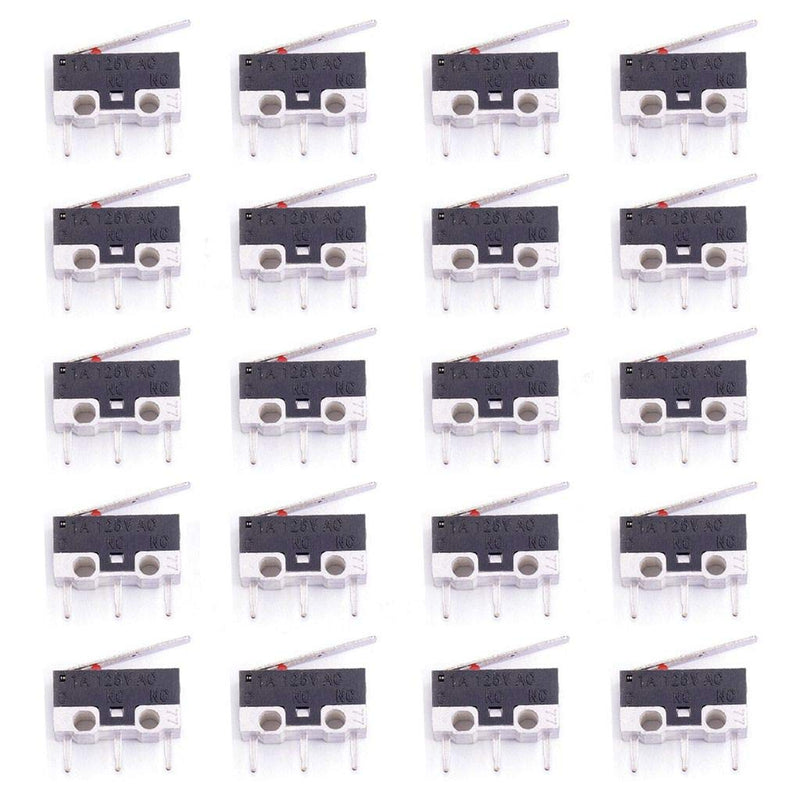 [Australia - AusPower] - DAOKI 20Pcs Micro Switch AC 1A 125V 3Pin SPDT NO+NC Hinge Lever Momentary Push Button Micro Limit Switch for Arduino 