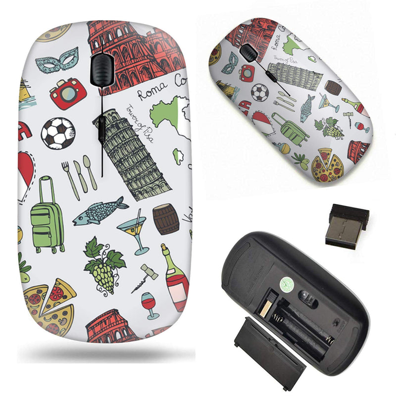 [Australia - AusPower] - Unique Pattern Optical Mice Mobile Wireless Mouse 2.4G Portable for Notebook, PC, Laptop, Computer - Italy Fashion icon Symbols with The Leaning Tower of pisa 