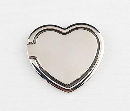 [Australia - AusPower] - GoldenEL Universal 360 Degree Rotating Finger Ring Stand Holder Kickstand for Cell Phone iPhone or Tablet - Pure Love Heart (Silver) Silver 
