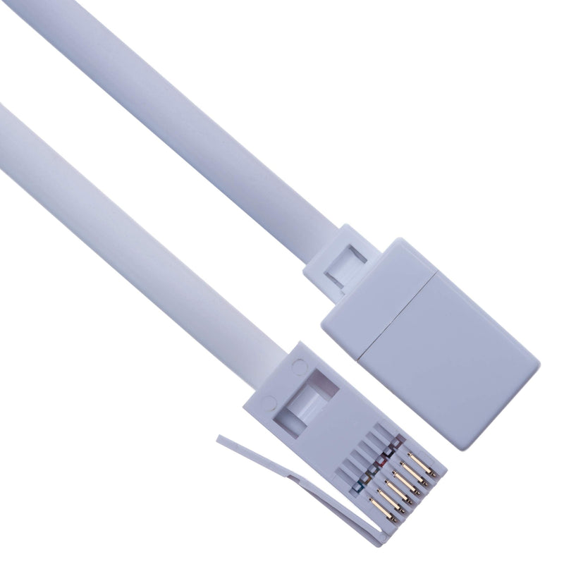 [Australia - AusPower] - Telephone Extension Cable 3m Lead Full 6 Wire Male Plug to Female Socket for Office & Home Broadband Cord Compatible with Telephone, Fax, Handset, Modem (White) 10 Feet 