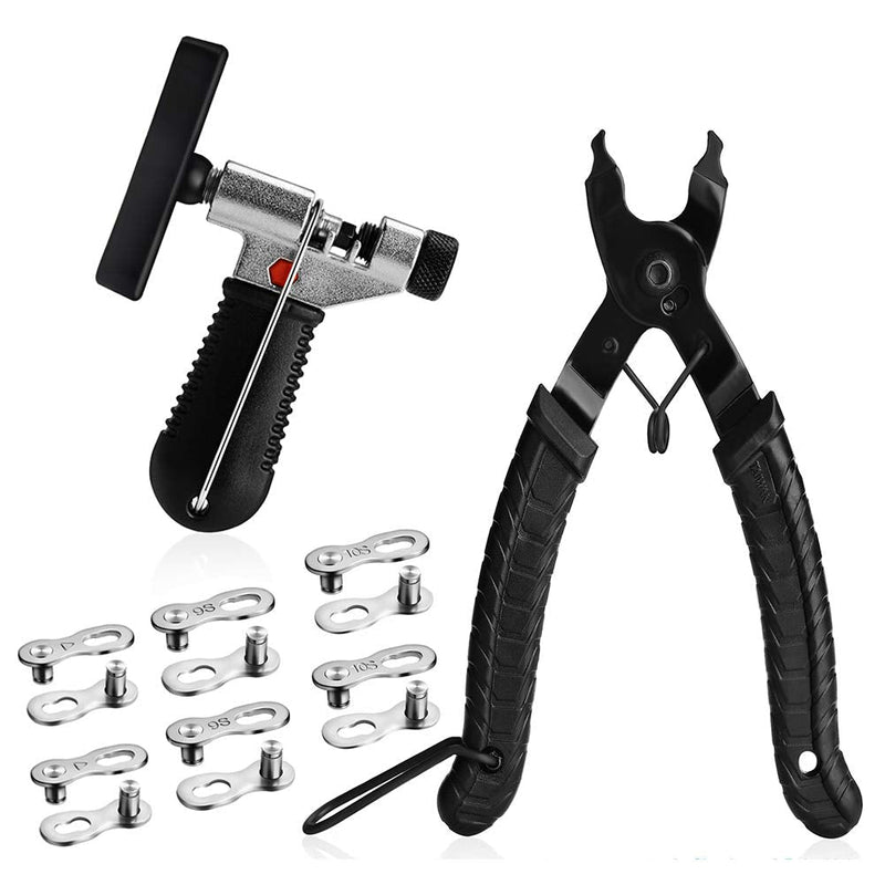 [Australia - AusPower] - A AKRAF Bicycle Chain Repair Tool Kit with Bike Link Plier, Chain Breaker Splitter Tool, 6 Pairs Bicycle Missing Links, Bicycle Mechanic Tool Kit with Chain Master Link Remover and Connector 