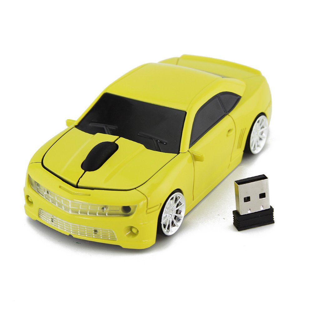 [Australia - AusPower] - Ai5G for CL Car Mouse Wireless Sport Car Shape Mouse Laptop Desktop Computer Mouse Optical Mice with 2.4GHz Nano USB LED Headlight (Yellow) Yellow 
