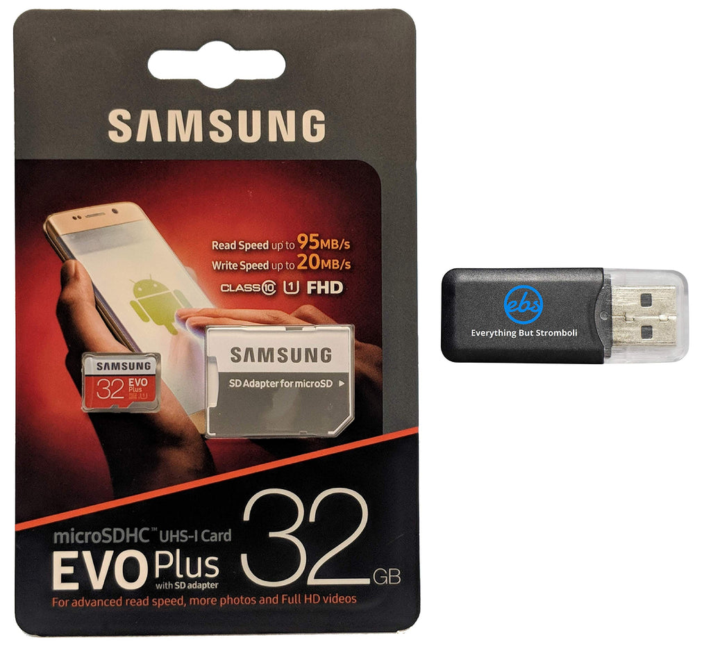 [Australia - AusPower] - Samsung Evo Plus 32GB MicroSD Memory Card & Adapter Works with GoPro Hero 8 Black (Hero8), Max 360 UHS-I, U1, Speed Class 10, SDHC (MB-MC32G) Bundle with 1 Everything But Stromboli Micro Card Reader 