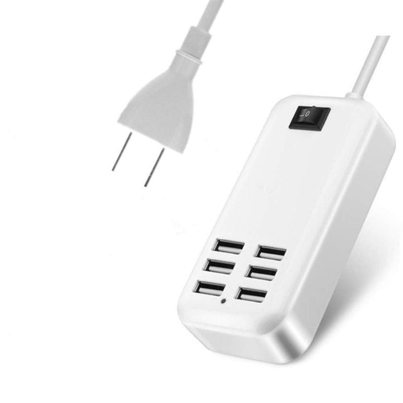 [Australia - AusPower] - Bbzeal 30W 6-Port USB Multiple Wall Smart Charger for Smartphones Tablet Desktop Quick Charging Station,1.5m Power Cord,US Plug 