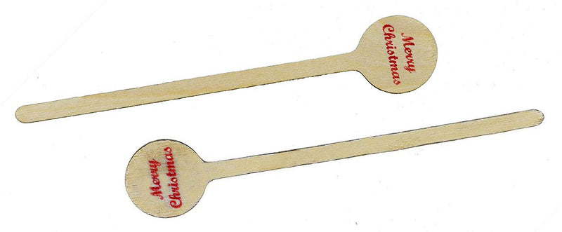 [Australia - AusPower] - Perfect Stix"6"" Wooden Cocktail/Drink Stirrers with Merry Christmas Print - Pack of 50ct" (Cocktail 6 R -XMAS-50) 