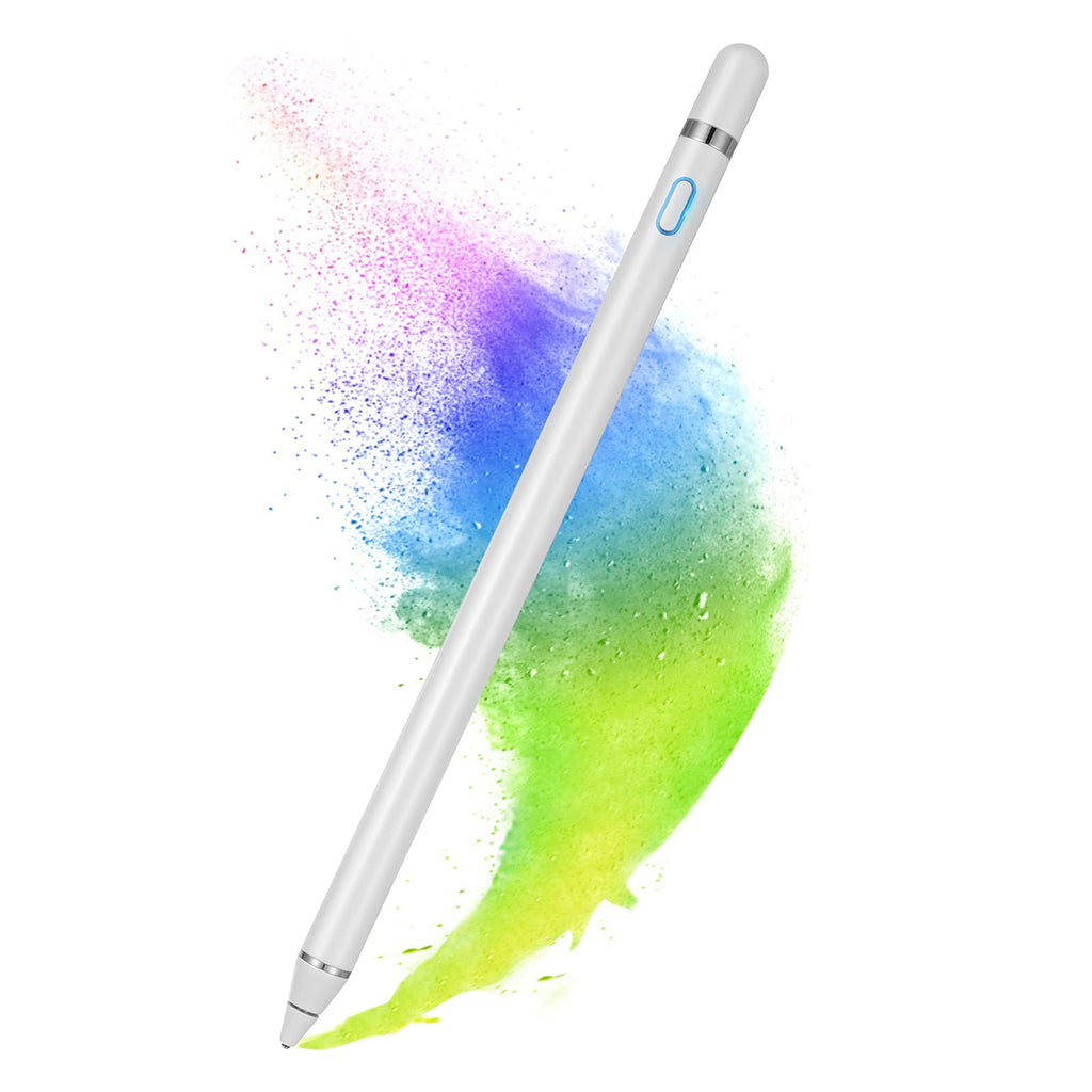 [Australia - AusPower] - Stylus Pen for Touch Screens, Active Pen Digital Pencil Fine Point Compatible with iPhone iPad and Other Tablets (White) white 