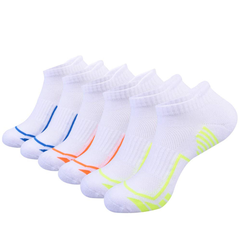 [Australia - AusPower] - Mens Ankle Athletic Low Cut Socks for Men Sports Running Cushion 6 Pack White(6 Pairs） 