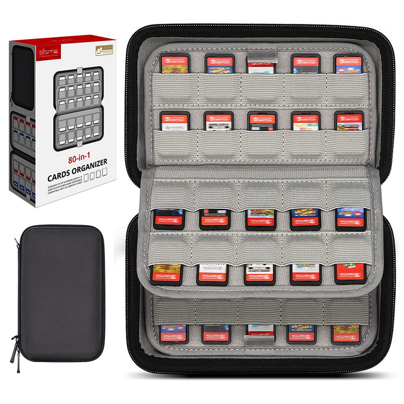 [Australia - AusPower] - sisma 80 Switch Game Case Compatible with Nintendo Switch Games or PS Vita Games or SD Cards, Physical Game Cartridge Holders Hard Shell Travel Storage Case Home Safekeeping, Black 