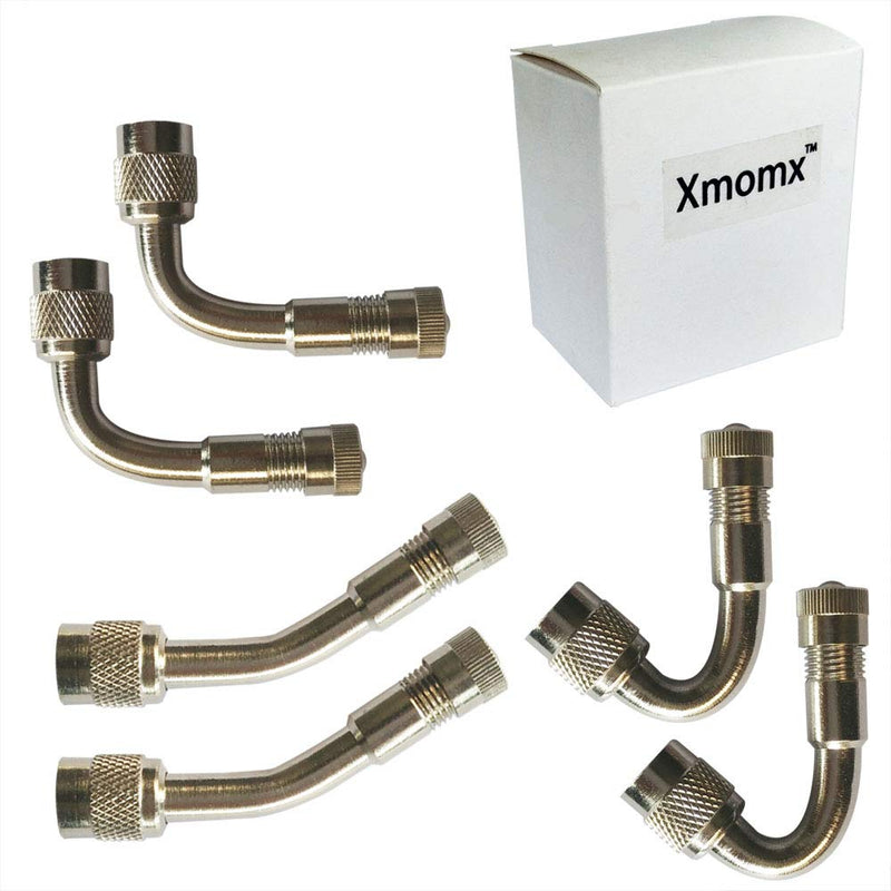 [Australia - AusPower] - Xmomx 2 Set of 45 90 135 Degree Valve Stem Extension Extenders Tyre Angled Brass Universal Schrader Adapter for Car Motorcycle Bike Scooter (2 PCs in Each Angle) 