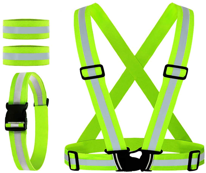[Australia - AusPower] - Reflective Vest, Reflective Glow Belt with 2Pack Reflector Armbands, Adjustable Elastic Safety Vest Outdoor Reflective Belt High Visibility, Ultralight & Comfy for Running, Jogging, Walking, Cycling, 