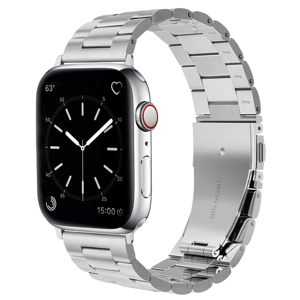 [Australia - AusPower] - Dsytom Compatible for Apple Watch Band 38mm 40mm 42mm 44mm, XL Large Metal Replacement Strap Compatible Apple Watch Series 6/5/4/3/2/1 Smartwatch,apple watch SE(Silver) Silver 38mm/40mm 