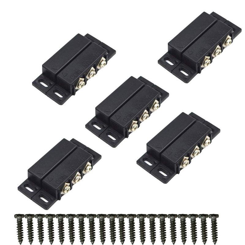 [Australia - AusPower] - 5Sets Magnetic Reed Switch, Magnetic Door Switch/Magnetic Contact Switch/Normally Open Closed NC NO Door Alarm Window Security, for DC 5V 12V 24V Light Black 