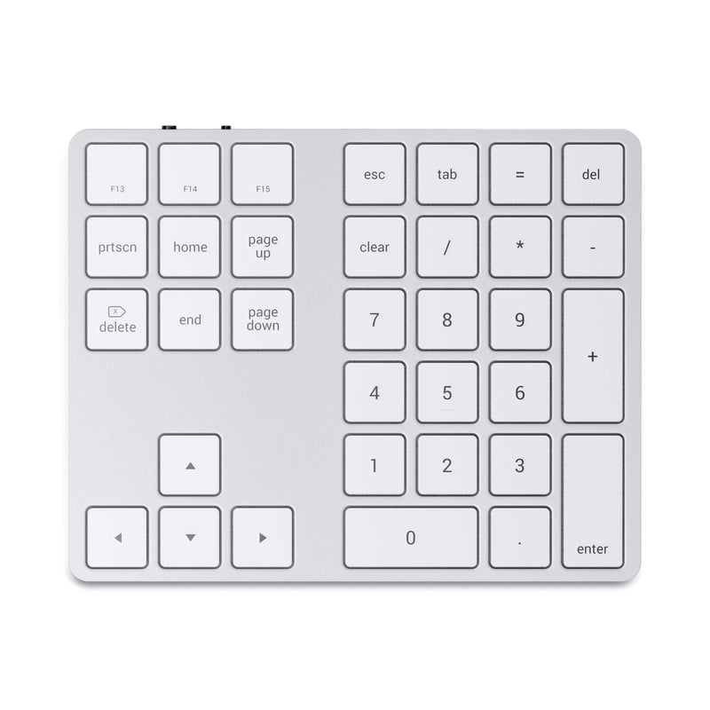 [Australia - AusPower] - Satechi Bluetooth Extended Numeric Keypad – Slim Rechargeable 34-Key Numberpad – Compatible with 2020 MacBook Air, 2020 iPad Pro, 2020/2019 MacBook Pro, iMac/iMac Pro (Silver) Silver 