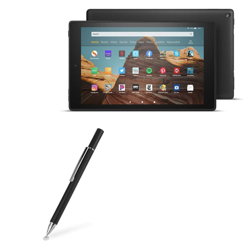 [Australia - AusPower] - Amazon Fire HD 10 (2019) Stylus Pen, BoxWave [FineTouch Capacitive Stylus] Super Precise Stylus Pen for Amazon Fire HD 10 (2019) - Jet Black Tap-Disc Touch Stylus - Black 