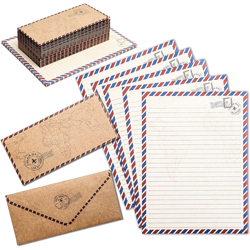 [Australia - AusPower] - 48 Pack Stationery Paper and Envelopes Set, Penpal Kit for Writing Letters in Travel Design 