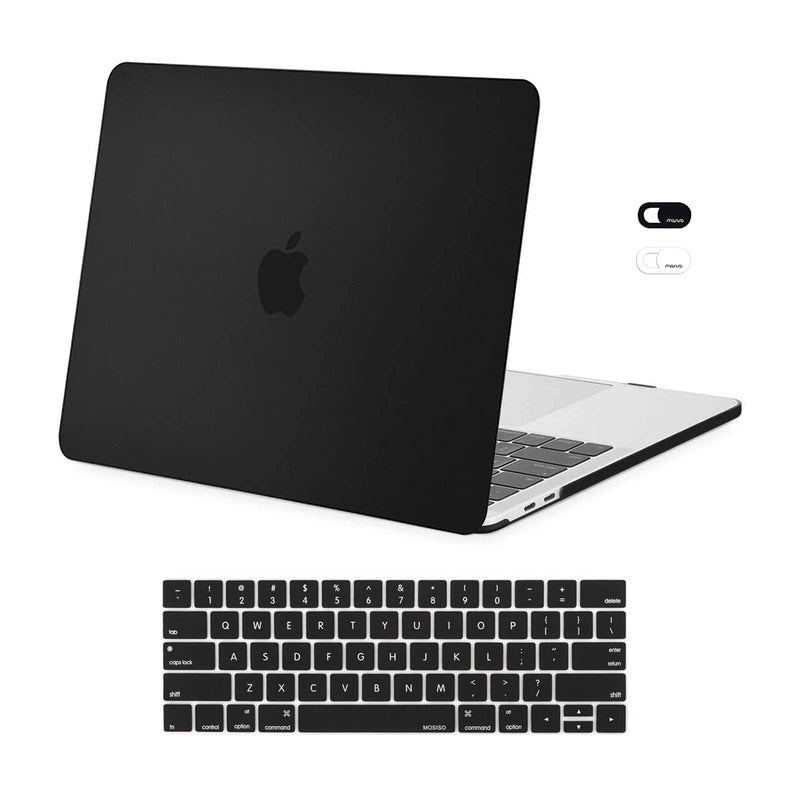[Australia - AusPower] - MOSISO Compatible with MacBook Pro 13 inch Case 2020-2016 Release A2338 M1 A2289 A2251 A2159 A1989 A1706 A1708, Plastic Hard Shell Case & Keyboard Cover Skin & Webcam Cover, Black 
