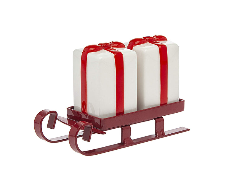 [Australia - AusPower] - Godinger Silver Art Sleigh Salt And Pepper Shaker, Red & White 