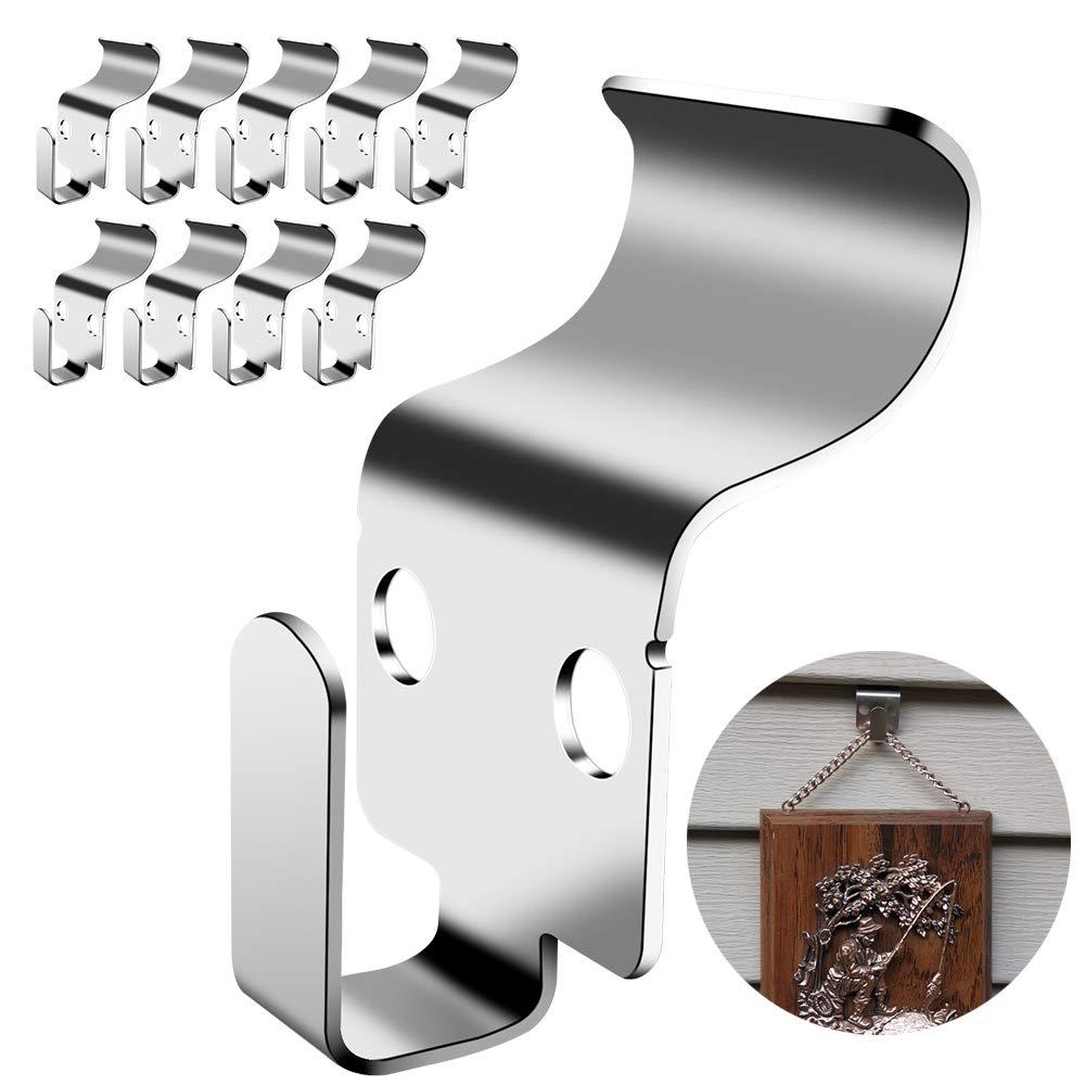 [Australia - AusPower] - BOF Creations NO-Hole Vinyl siding Hooks for Hanging Christmas Decorations, Wreath, Christmas Lights Christmas Ornaments, Heavy Items, Stainless Steel, Easy Install Solution (10 Pack) 