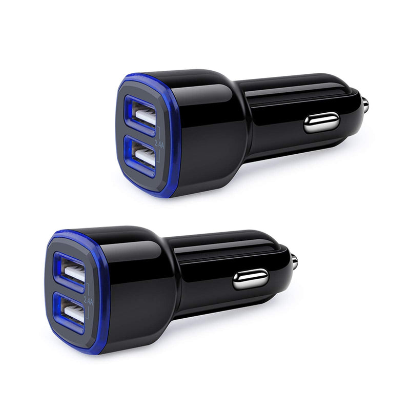 [Australia - AusPower] - 2-Pack Car Charger Adapter for Samsung Galaxy A20 S22 Ultra S21+ S20 FE S10E A10E A21 A11 A12 A13 A32 A51 A71 A50 A70 Note 20 S9 S8 S7,2.4A Dual USB Port Car Charger,Smart IC PowerDrive Fast Charging 