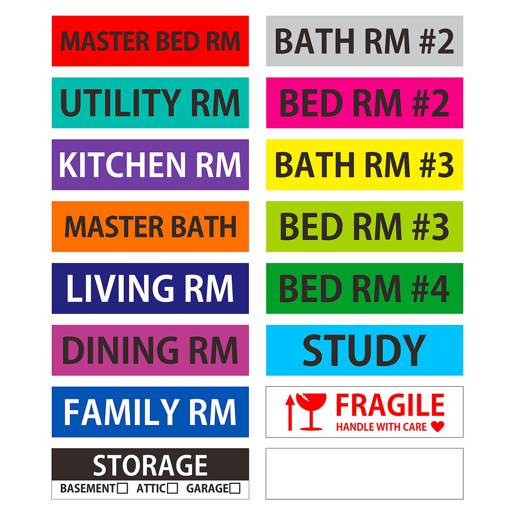 [Australia - AusPower] - 640 Pcs Home Moving Labels 15 Pre-Printed Color-Coded Plus 1 Customizable Blank 640 