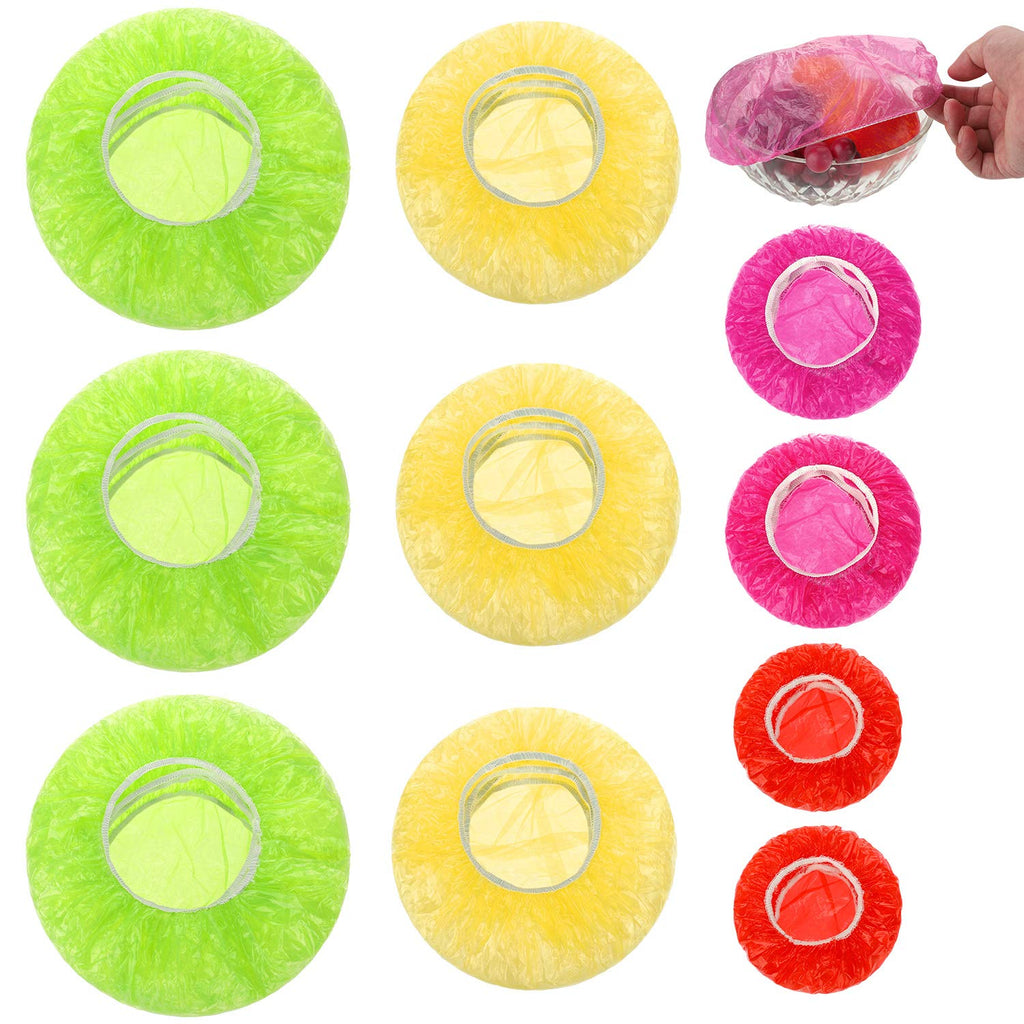 [Australia - AusPower] - 100 Pieces Elastic Food Covers Colorful Reusable Food Storage Covers Translucent Plastic Wrap Cover for Bowl Dish Plate 