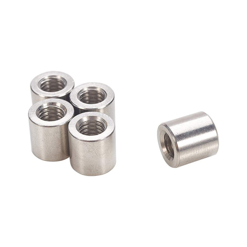 [Australia - AusPower] - MroMax M6 Height 10mm 304 Stainless Steel Threaded Sleeve Rod Bar Stud Round Coupling Connector Tube Nuts Silver Tone 5pcs M6 x 10mm x Φ10 