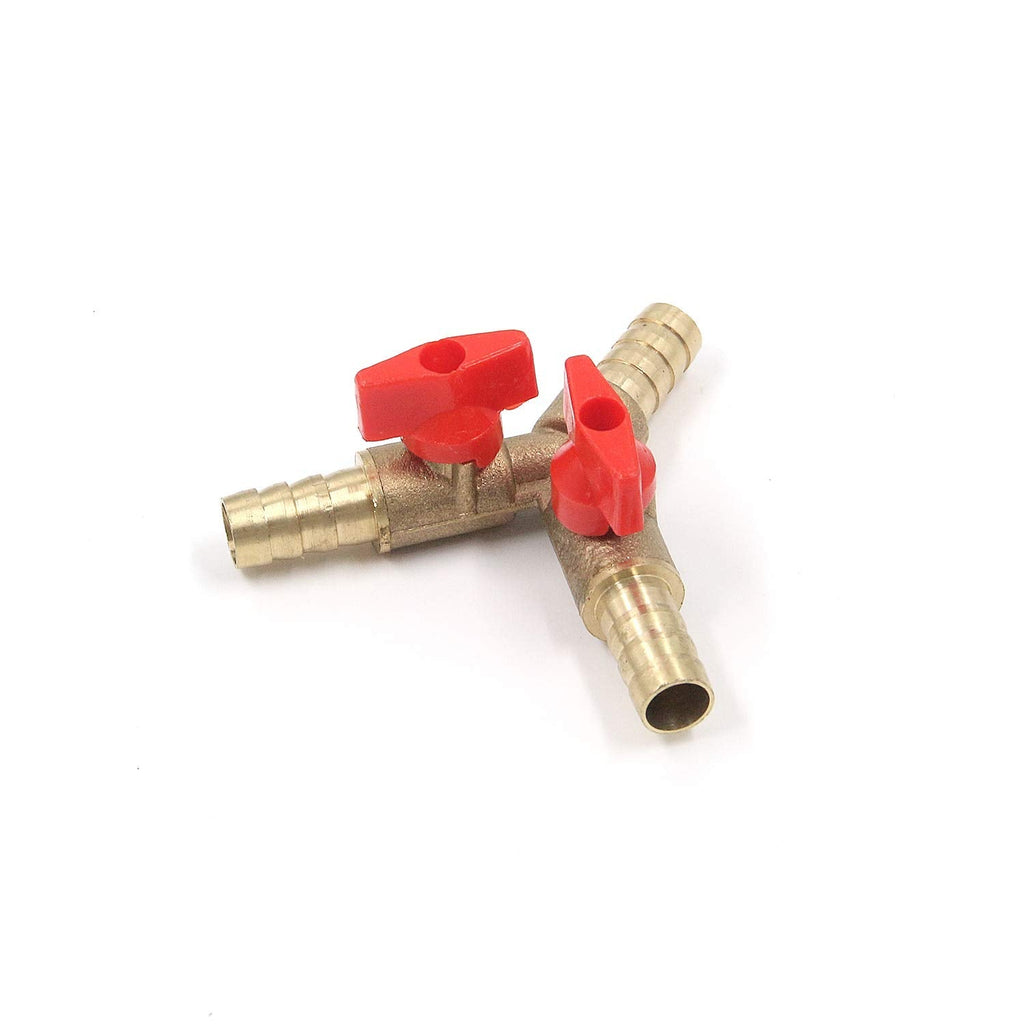 [Australia - AusPower] - Antrader Forged Brass Ball Valve Y Shaped Shut Off Switch, 3/8" x 3/8" x 3/8" Barb Tee Pipe Tubing Fitting Coupler, with 2 Operation Switchs 