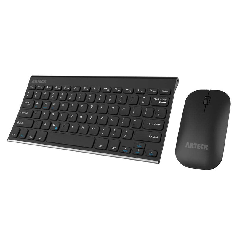 [Australia - AusPower] - Arteck Bluetooth Keyboard and Mouse Combo Ultra Compact Slim Stainless Full Size Keyboard and Ergonomic Mice for Computer/Desktop/PC/Laptop/Surface and Windows 10/8/7 Built in Rechargeable Battery 